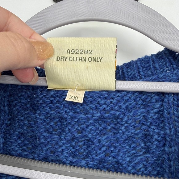 Kilronan Knitwear Merino Wool Cable Knit Cardigan Sweater Blue XXL - Picture 5 of 5